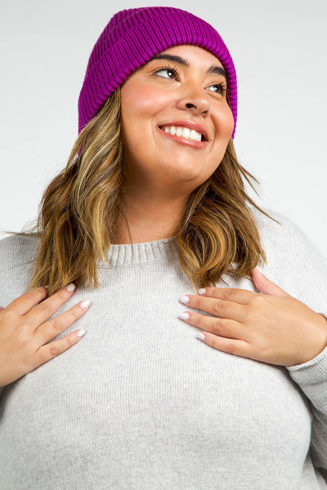 CASHMERE CABLE HAT plus-size - AMOUR781