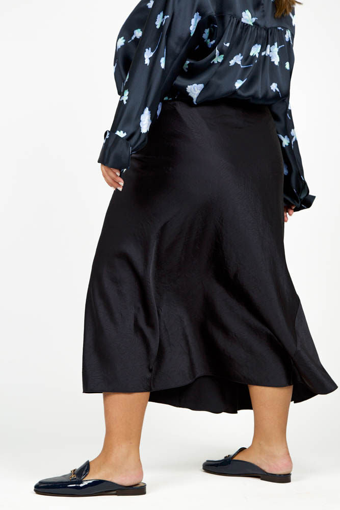Satin draped slip skirt designed by Vince.