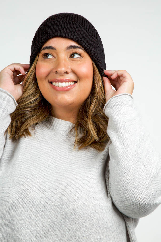 CASHMERE CABLE HAT plus-size - AMOUR781