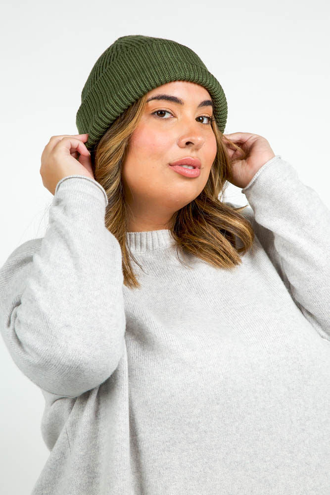 CASHMERE CABLE HAT plus-size - AMOUR781