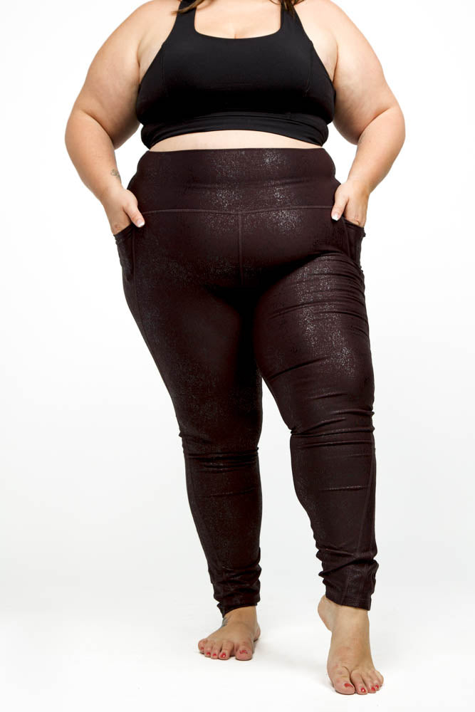 Foil High Waist Leggings With Side Pockets Designed by Mono B.