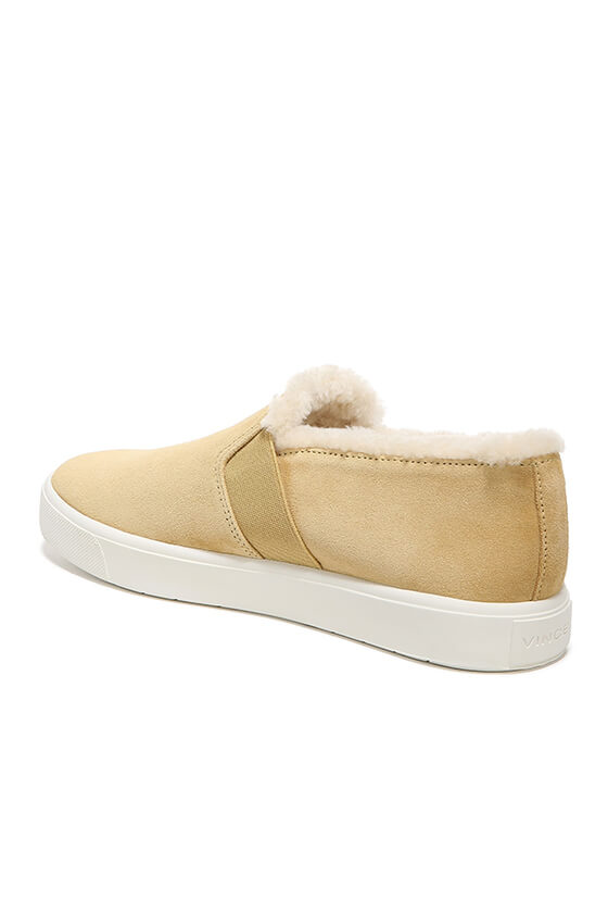 Blair Shearling Sneaker in Butterscotch Suede Leather designed by Vince
