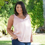 V-NECK SILK TANK plus-size - AMOUR781