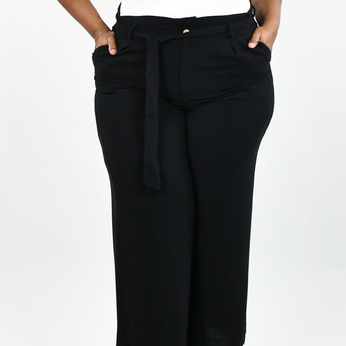 LINEN WIDE LEG PANTS plus-size - AMOUR781