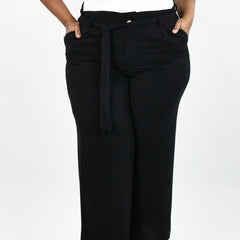 LINEN WIDE LEG PANTS plus-size - AMOUR781