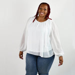 TOP WITH ROUND NECK AND SHEER SLEEVES plus-size - AMOUR781