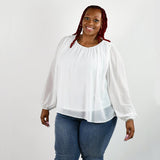 TOP WITH ROUND NECK AND SHEER SLEEVES plus-size - AMOUR781