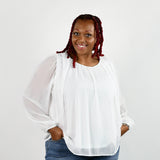 TOP WITH ROUND NECK AND SHEER SLEEVES plus-size - AMOUR781