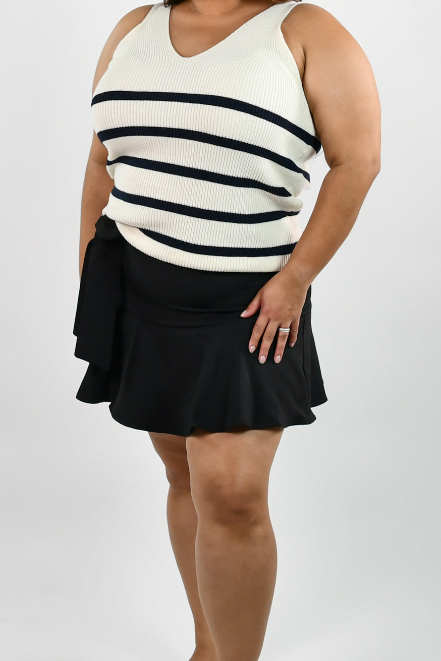 STRIPE V-NECK SLEEVELESS TOP plus-size - AMOUR781