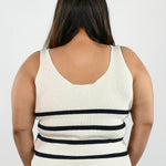 STRIPE V-NECK SLEEVELESS TOP plus-size - AMOUR781