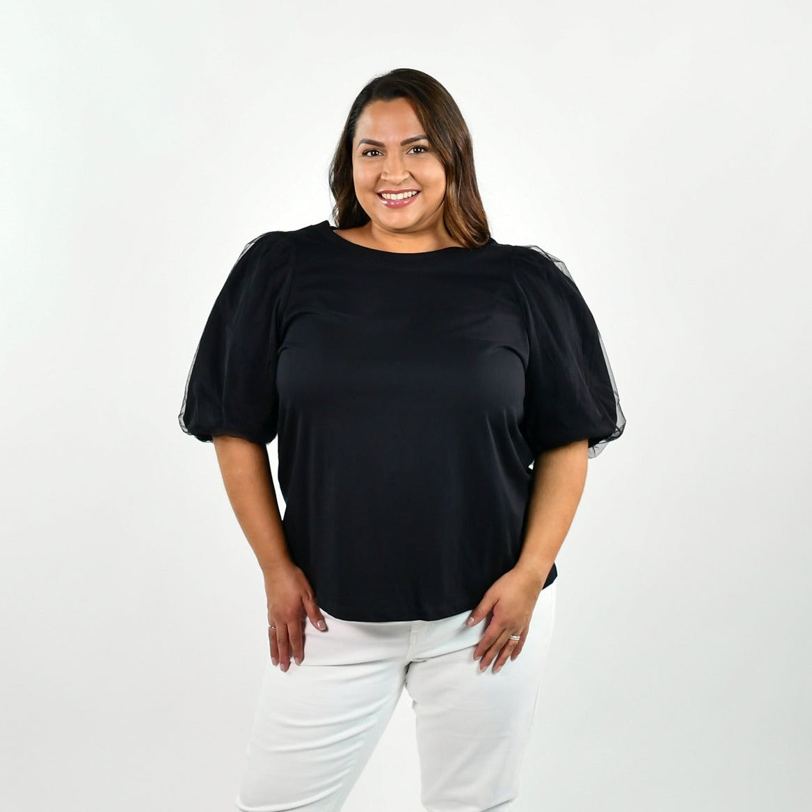 SHIRT with SHEER SLEEVE plus-size - AMOUR781