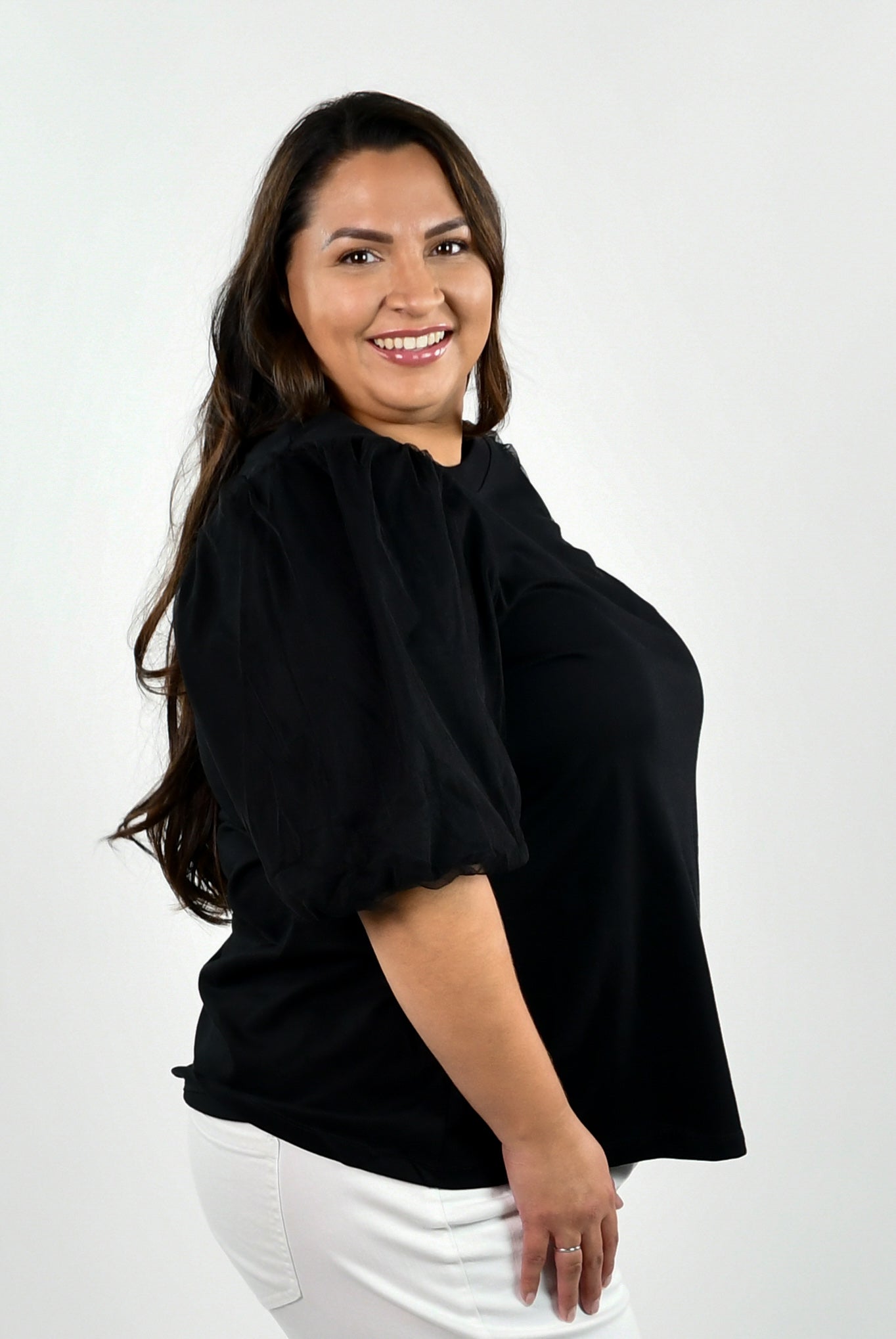SHIRT with SHEER SLEEVE plus-size - AMOUR781