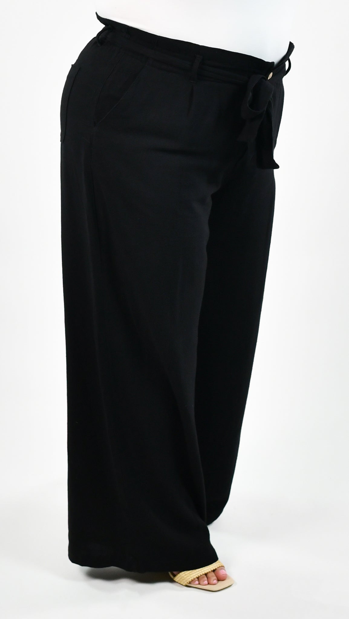 LINEN WIDE LEG PANTS plus-size - AMOUR781