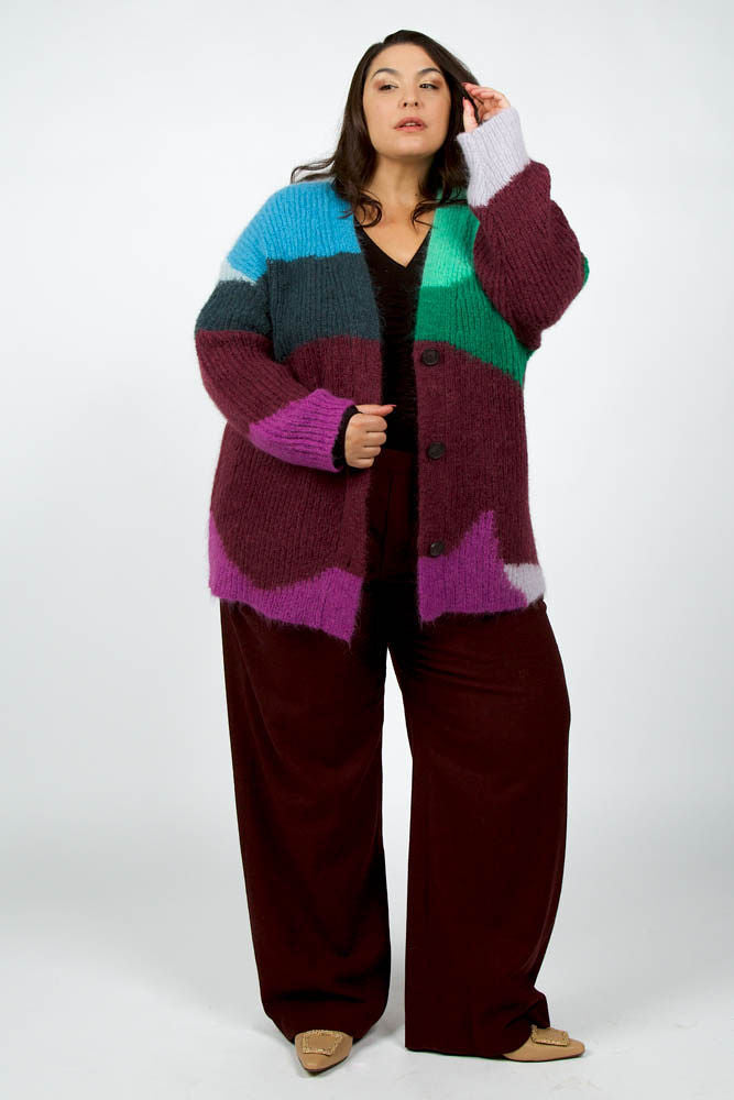 INTARSIA WAVE CARDIGAN - AMOUR781