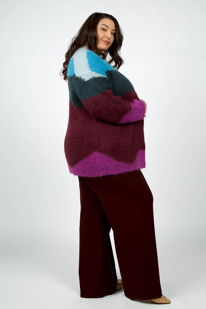 INTARSIA WAVE CARDIGAN - AMOUR781