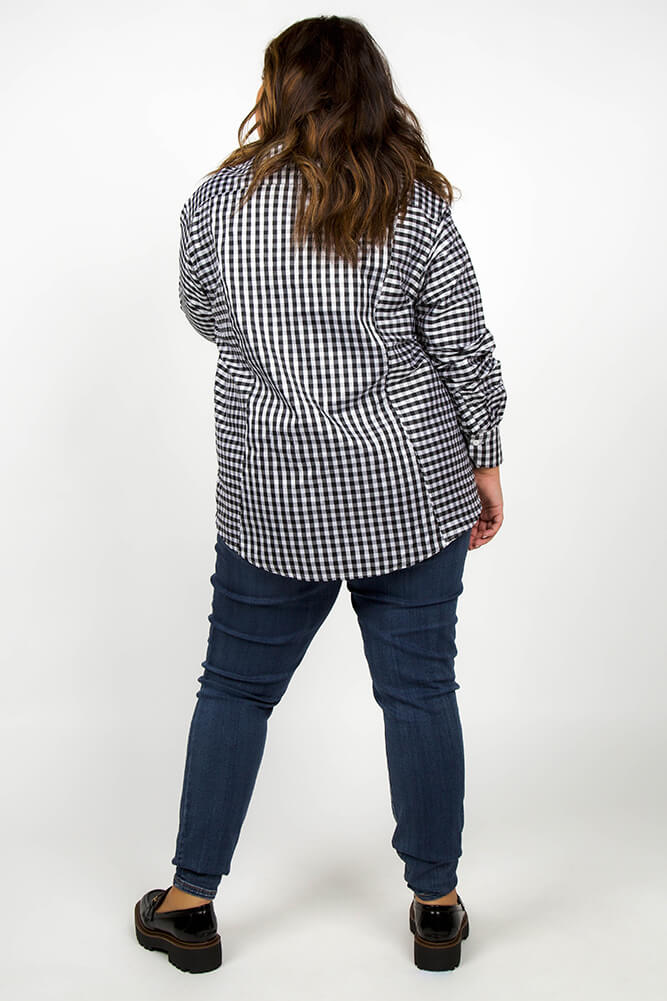 The Kat Shirt in Black and White Plaid designed by Jill McGowan