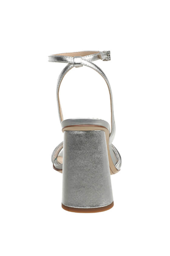 Kia block heel sandal in silver designed by Sam Edelman
