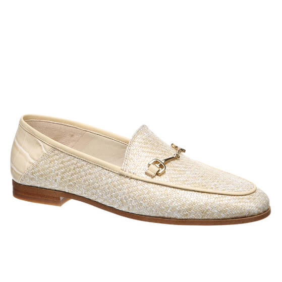 Loraine Bit Loafer in Eggshell Woven Leather designed by Sam Edelman