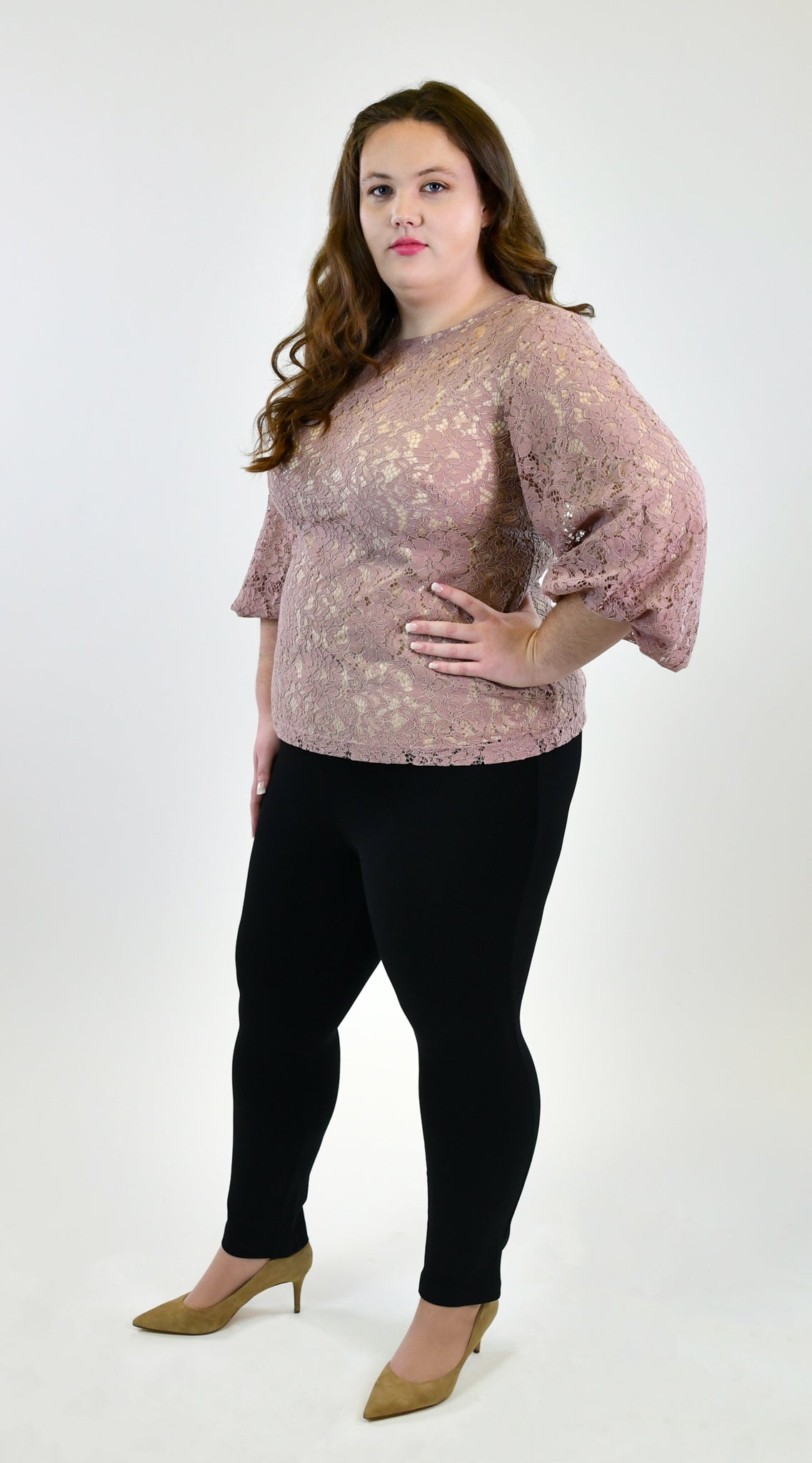 BLUSH LACE TOP plus-size - AMOUR781