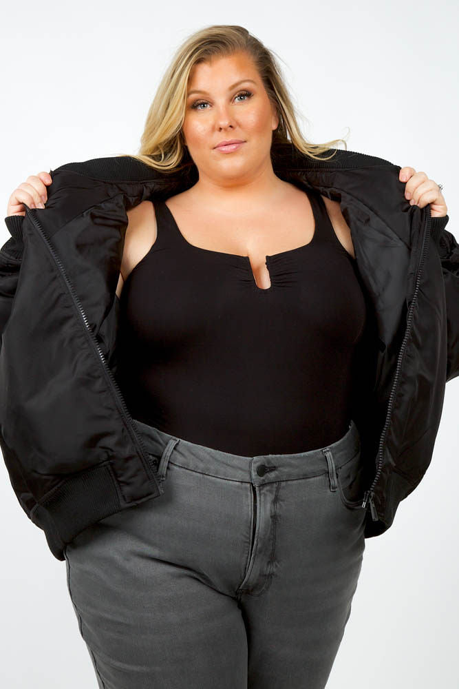 SATIN BOMBER JACKET plus-size - AMOUR781