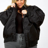 SATIN BOMBER JACKET plus-size - AMOUR781