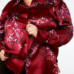 SILK FORSYTHIA LONG SLEEVE RUCHED BLOUSE plus-size - AMOUR781