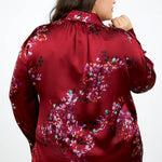 SILK FORSYTHIA LONG SLEEVE RUCHED BLOUSE plus-size - AMOUR781