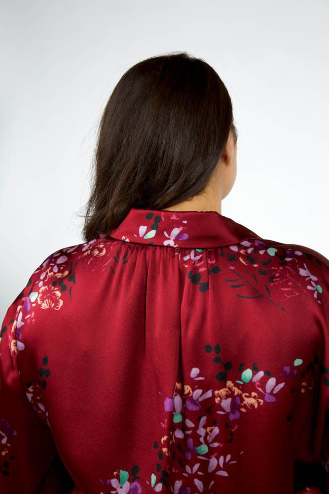 SILK FORSYTHIA LONG SLEEVE RUCHED BLOUSE plus-size - AMOUR781