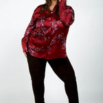 SILK FORSYTHIA LONG SLEEVE RUCHED BLOUSE plus-size - AMOUR781