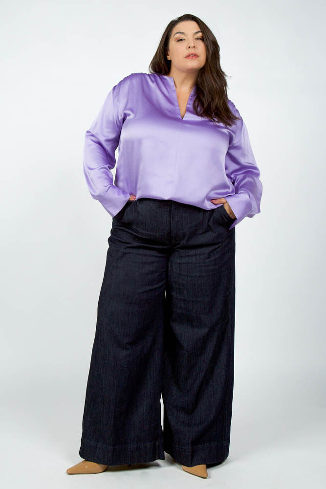 SMOCKED LONG SLEEVE BLOUSE plus-size - AMOUR781
