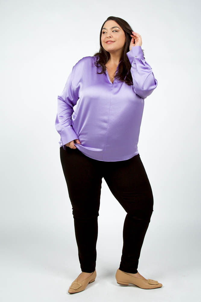 SMOCKED LONG SLEEVE BLOUSE plus-size - AMOUR781