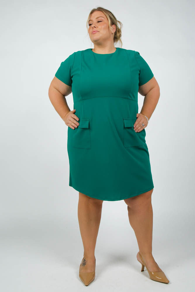 Ziggy Crepe Dress in Green designed by Donna Morgan